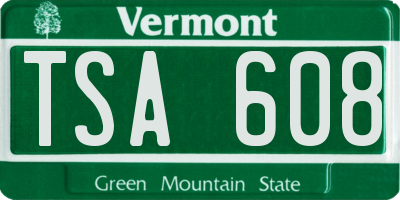 VT license plate TSA608