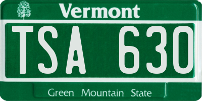 VT license plate TSA630