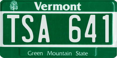 VT license plate TSA641