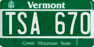 VT license plate TSA670