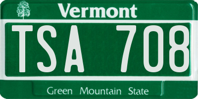 VT license plate TSA708