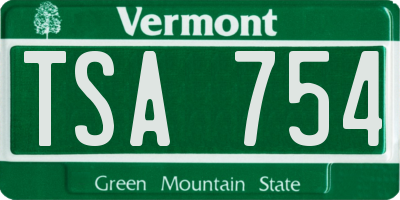 VT license plate TSA754