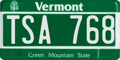 VT license plate TSA768