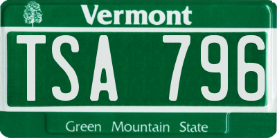VT license plate TSA796