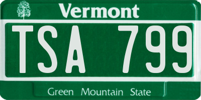 VT license plate TSA799