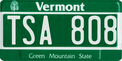 VT license plate TSA808