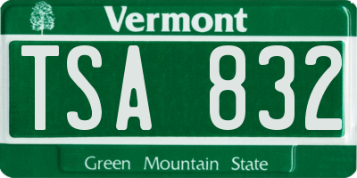 VT license plate TSA832