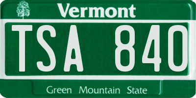 VT license plate TSA840