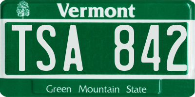 VT license plate TSA842