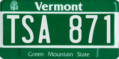 VT license plate TSA871