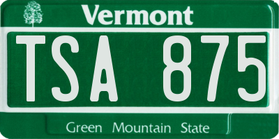 VT license plate TSA875