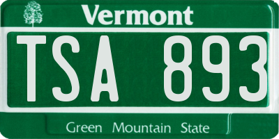 VT license plate TSA893