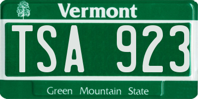 VT license plate TSA923