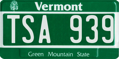 VT license plate TSA939