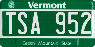 VT license plate TSA952