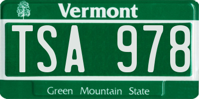 VT license plate TSA978