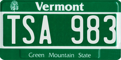 VT license plate TSA983