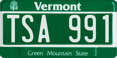 VT license plate TSA991