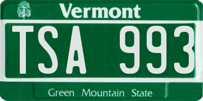 VT license plate TSA993