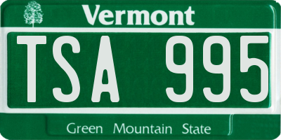 VT license plate TSA995