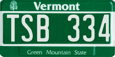 VT license plate TSB334