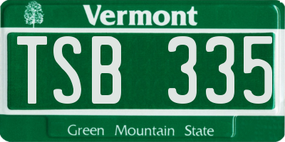 VT license plate TSB335