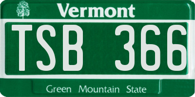 VT license plate TSB366