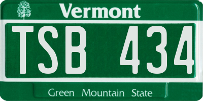 VT license plate TSB434