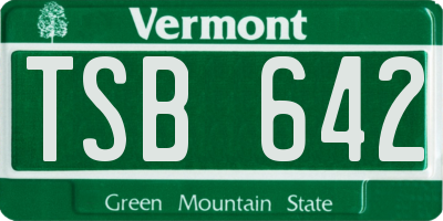 VT license plate TSB642