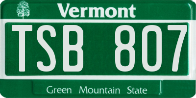 VT license plate TSB807