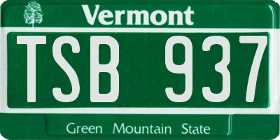 VT license plate TSB937