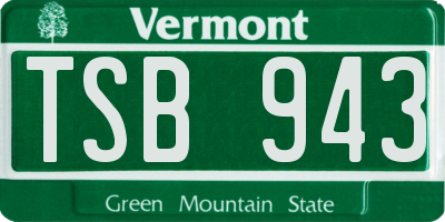 VT license plate TSB943