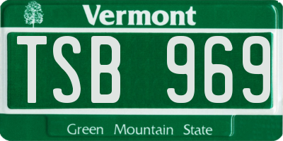 VT license plate TSB969