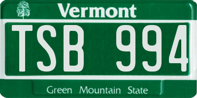 VT license plate TSB994