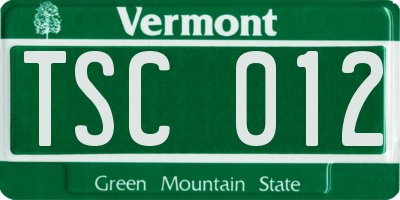 VT license plate TSC012