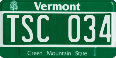 VT license plate TSC034