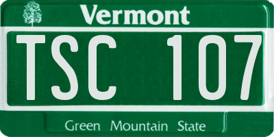 VT license plate TSC107