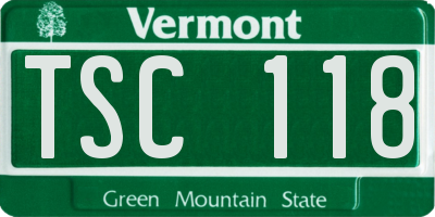 VT license plate TSC118