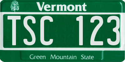 VT license plate TSC123