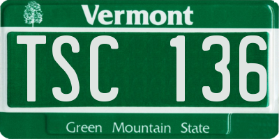 VT license plate TSC136