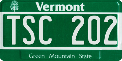 VT license plate TSC202