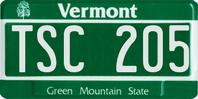 VT license plate TSC205