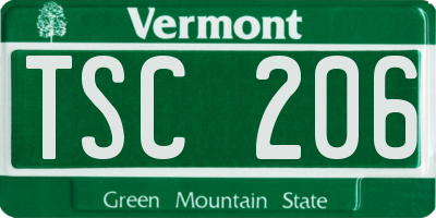 VT license plate TSC206