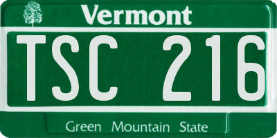VT license plate TSC216