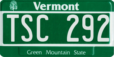 VT license plate TSC292