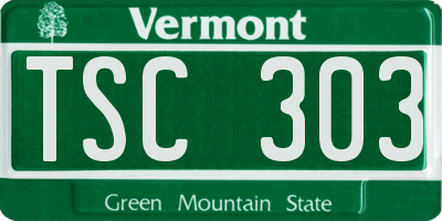 VT license plate TSC303