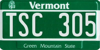 VT license plate TSC305