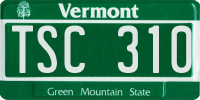 VT license plate TSC310