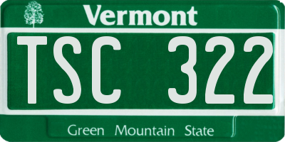 VT license plate TSC322