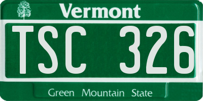 VT license plate TSC326